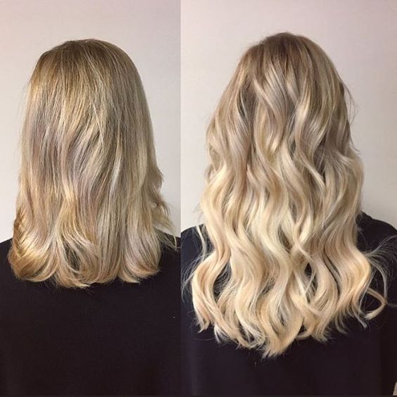 balayage hair extensions before and after