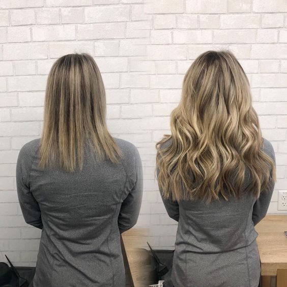 Before and after blonde hair extensions